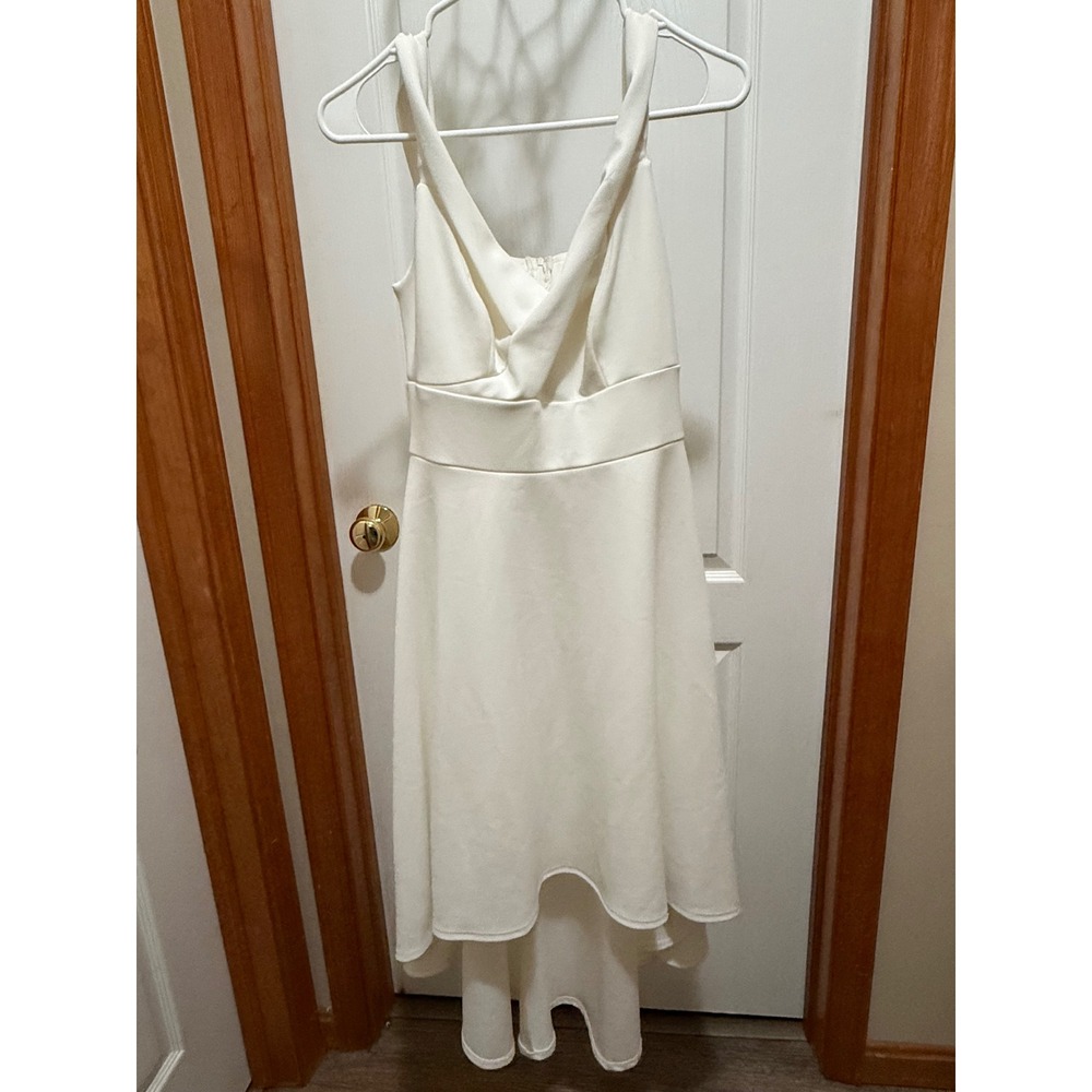 Premier Amour Ivory High-Low V-Neck Cocktail Dress Womens 8 White Bridal Party